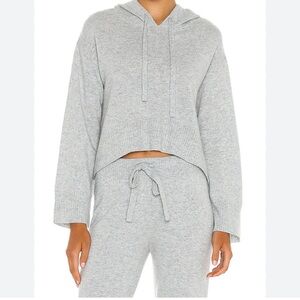 Bella Dahl Cashmere Sweater Hoodie in Heather Grey